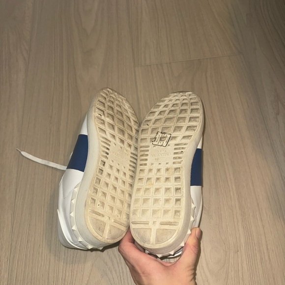 Valentino Garavani Calfskin Open Sneakers White/Navy Leather - Picture 8 of 12